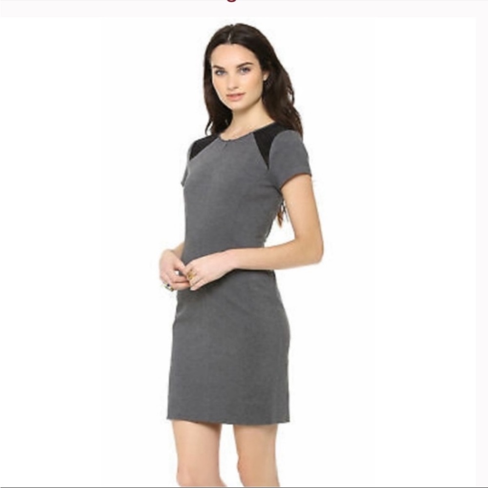 Diane VonFurstenberg Grey Shift Dress Black Mesh Cutout